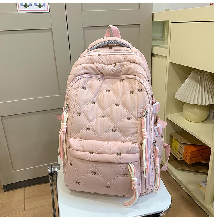 

Милый бант клетчатый рюкзак для студента колледжа новая большая вместимость модный