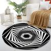 Black and White Geometric Spiral Print round rug, living room, bedroom, playroom carpet, non slip floor mat, gift