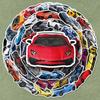 51 Trendy Sports Car Cartoon Graffiti Stickers for Kids' Reward & Pencil Box Decoration - Waterproof