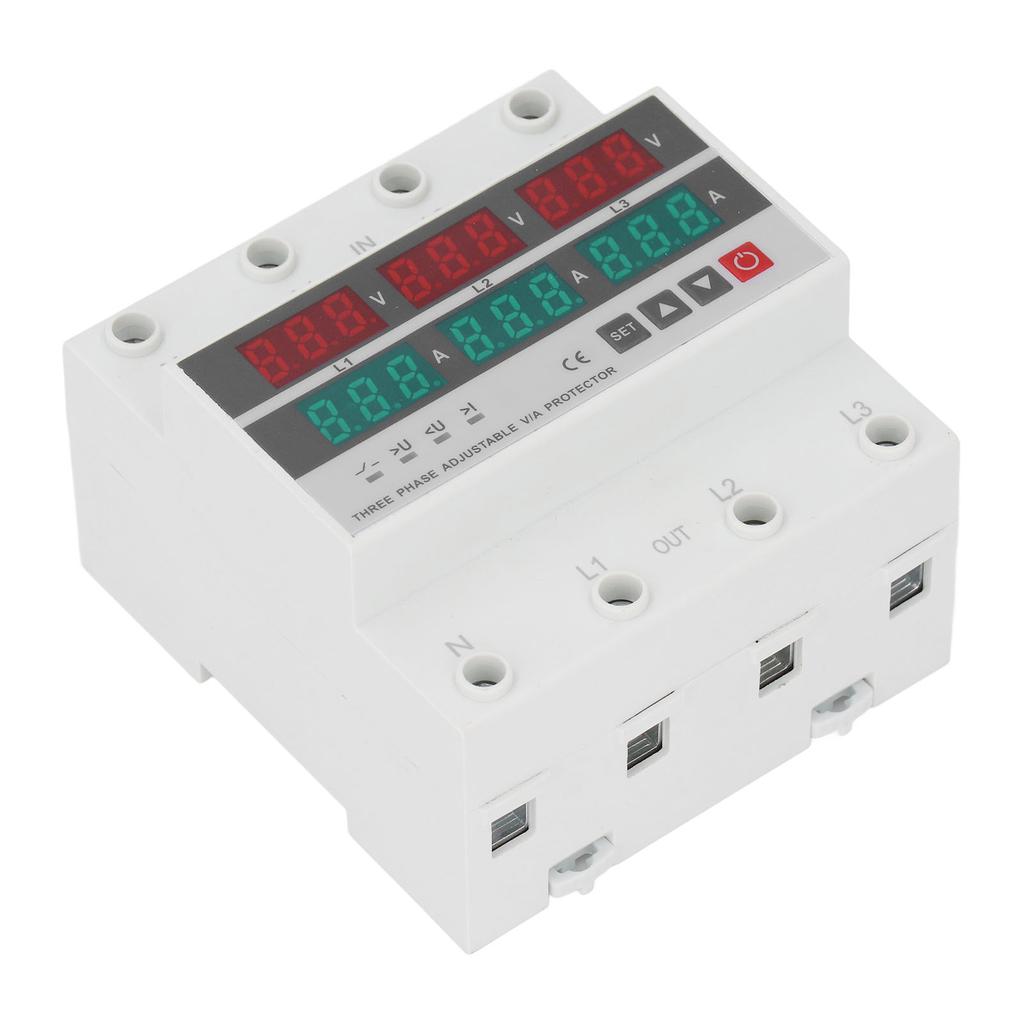 Under Over Voltage Protector 63A,   Reset Protector with Flame Retardant Casing for   Appliance, Real Time Display, Easy Installati