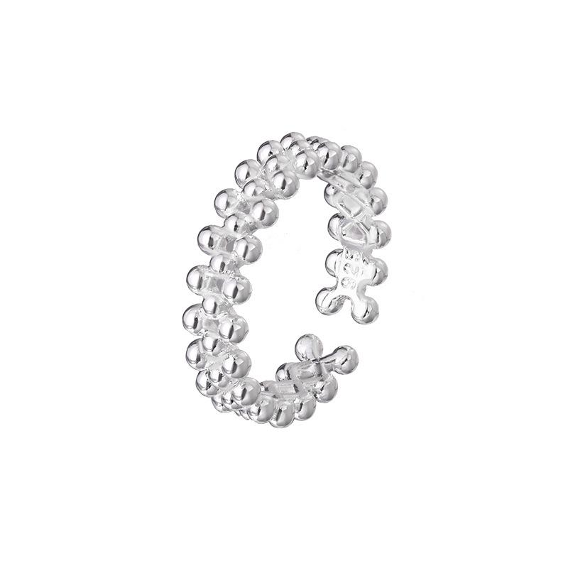 925 Sterling Silver Double-Layer Spherical Open Ring Women's Luxury High-Quality Wedding Jewelry Accessory