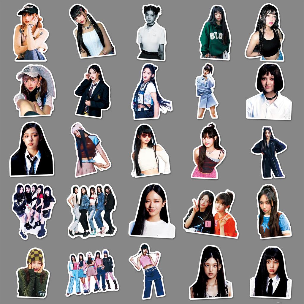 NewJeans Graffiti Stickers: 50 Mini Korean Star Support Cards for Phone Cases & Suitcases