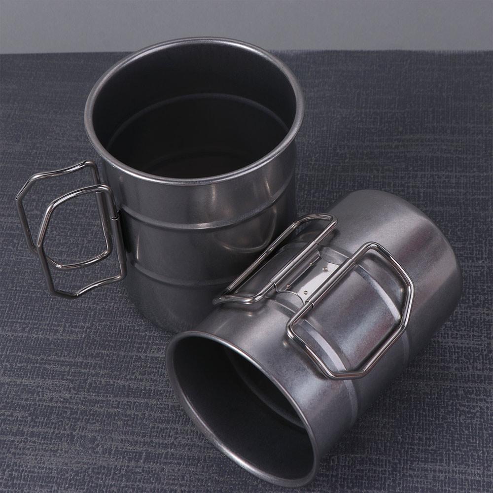 Heat-resistant Stainless Steel Camping Mug Folding Handle Portable Outdoor Drinking Cup  RV Party