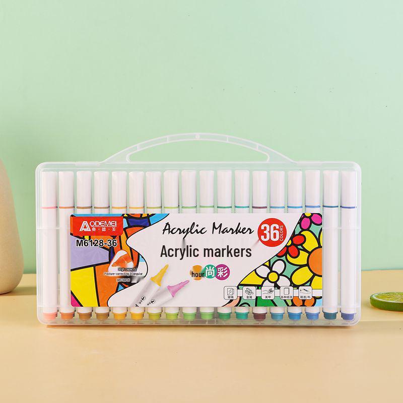 Multicolor Triangular Barrel Acrylic Markers for Students and Kids - Set of 12-60