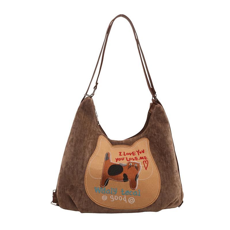 

Корейская милая мультяшная сумка подмышкой для женщин осенью, новая ретро-мода, большая вместительная сумка через плечо для женщин, универсальная 29.5*12.5*32