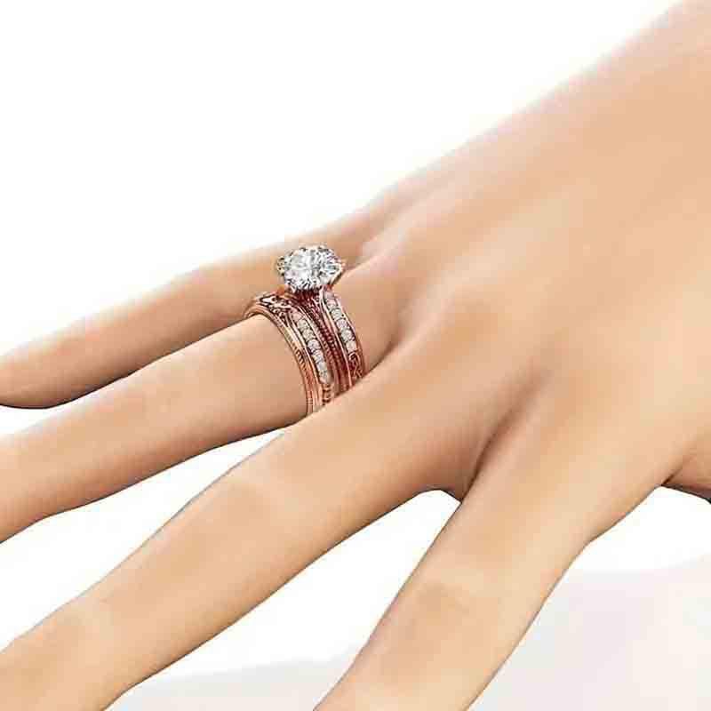 CopperRings Set for Women Elegant Wedding Engagement Finger Accessories Luxury Attractive Charms Jewelry