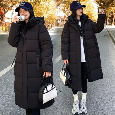 New Korean Version of Cotton-padded Women's Winter Long Over-the-knee Hooded Ladies Cotton-padded Jacket Padded Cotton-padded Jacket.
