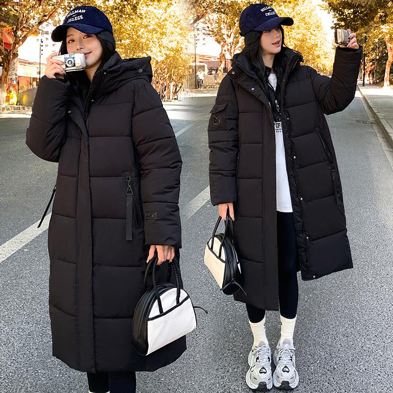 Neue koreanische Version von Damen Winter Lang Über dem Knie Kapuzen Damen Baumwolljacke Gepolsterte Baumwolljacke.