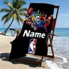 Custom Name Personalized NBA Print Beach Towel, for Trip Camping Beach Party Home Decor, Birthday Gift for Family & Friends