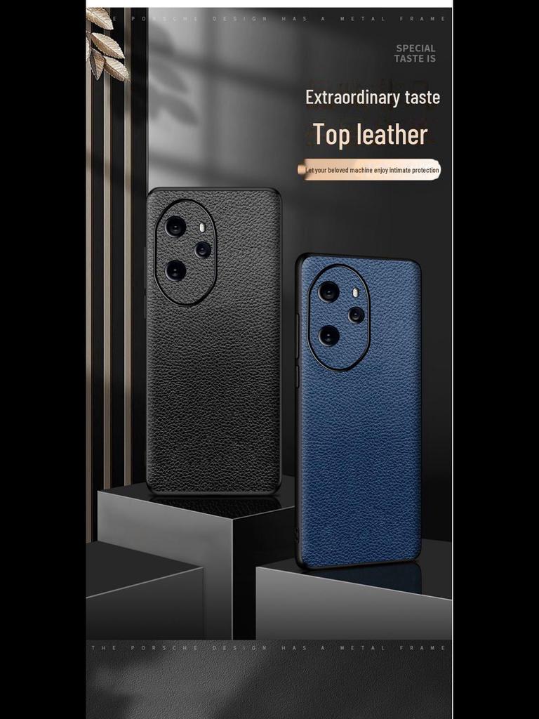 Husă de protecție din piele de vacă din seria Honor 70, model Litchi, all-inclusive, calitate superioară.