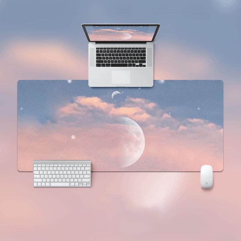 Ins Mouse Pad Oversized Lock Edge Laptop Keyboard Student E-sports Desk Pad Simple Artistic Oil Painting Offices Accessories