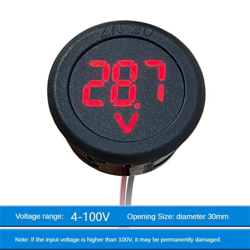 Digital Voltmeters LED Digital Display Round Two-wire DC Car Voltage Current Meter Volt Detector Tester Monitor Panel Instrument