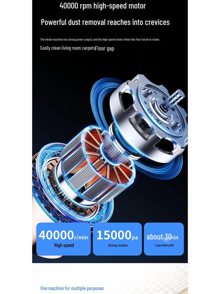 Ultra-Quiet Handheld Wireless Vacuum Cleaner: Powerful Suction, Carpet Washing, Mite Removal, and Mopping - Ideal for Households