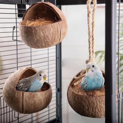 Craft Coconut Shell Bird House Handmade Birdhouse Cage Habitats Creative Hanging Bird Nest  Hamster