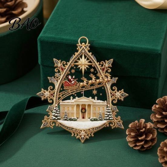 Decorative Fireplace Hanging Props 250th Anniversary USA White House Christmas Tree Ornament, 2D Acrylic 1776-2026 Commemorative Indoor Outdoor