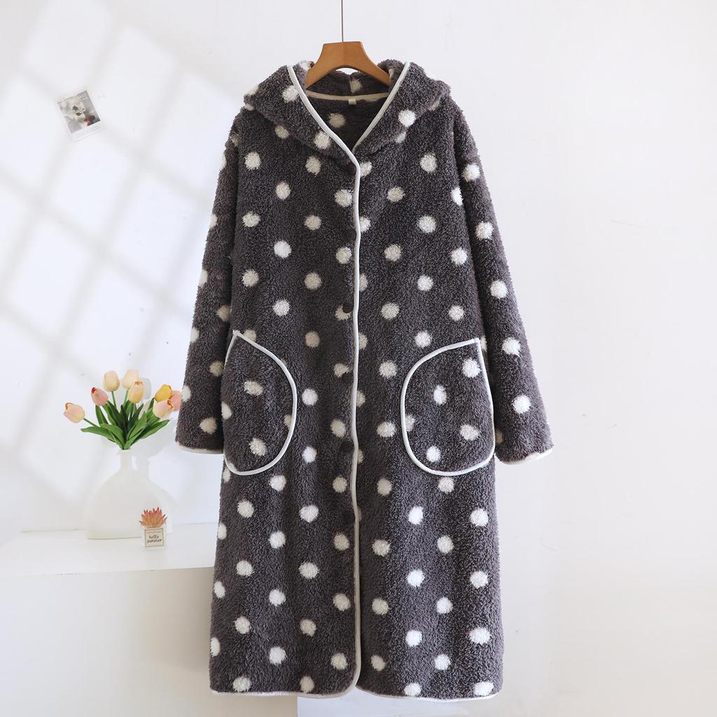 Hooded Flannel Nightgown: Thick, Warm & Casual Pajamas for Spring, Autumn & Winter