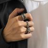 Vintage Hexagram Ring Set for Men Trendy Hip-Hop Fashion Personality High-End Feel Men's Jewelry