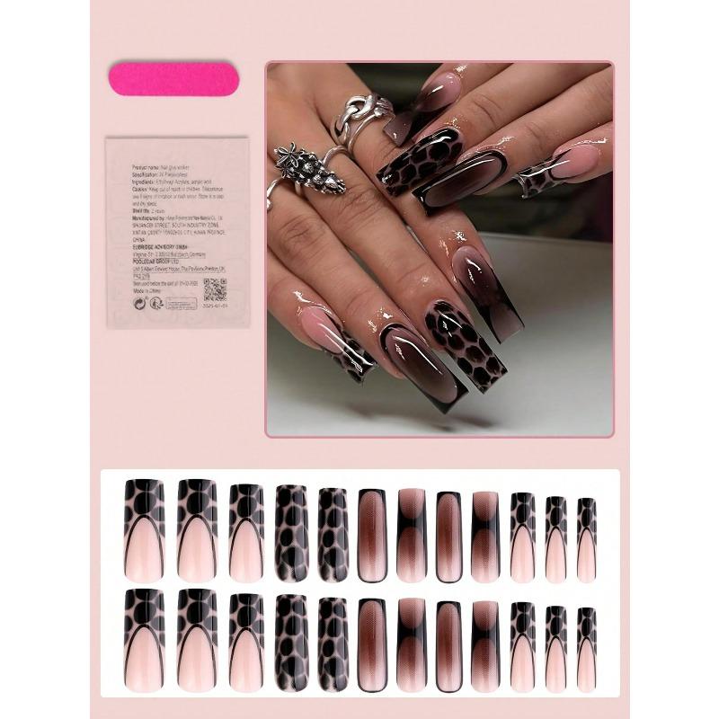24pcs French Nail Stickers Set, Fake Nails, Easy To Apply, Suitable For Women And Girls For Daily, Carnival Party Nail Supplies