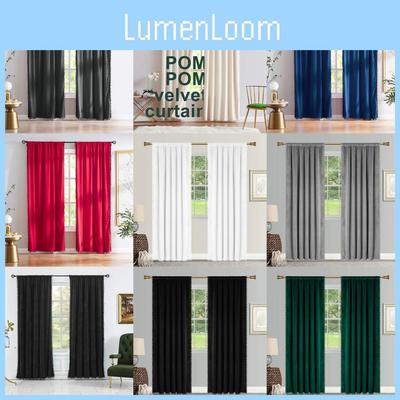 Solid Velvet Color Curtain Long Window Drapes For Living Ro Supplies Household