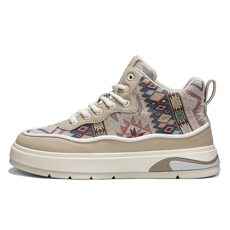 

Мужские модные кроссовки с высоким верхом, тренд, горячая распродажа, удобная мужская повседневная обувь, уличная, нескользящая, дышащая мужская обувь, повседневная 39 бежевый