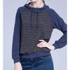 Women's Striped Hooded Sweatshirt - Autumn Loose Fit Pullover with Drawstring, Ideal for Work or Casual Wear