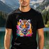 Watercolor Splash Tiger Art Graphic T Shirt Unisex Vibrant Wild Cat Print Tee Cotton Short Sleeve Wildlife Streetwear Daily Tops