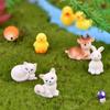 DIY Fairy Garden Accessories Doll House Ornament Miniature Rabbit Hedgehog Frog Cat Animals Figurines Deer Chicken Duck