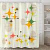 Mid Century Modern Shower Curtain Retro Stars Abstract Boho Art 72x72 Inch, Waterproof Vintage Bathroom Decor with Hooks,Yellow
