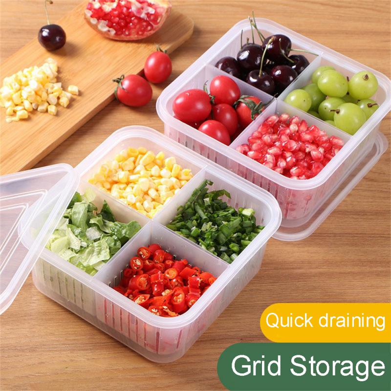 Kühlschrank Aufbewahrungsbox 4/6/1 Fach Lebensmittel Gemüse Obst Aufbewahrungsbox Kühlschrank Organizer Abtropfkorb Fleisch Zwiebel Transparent Frischhaltebox