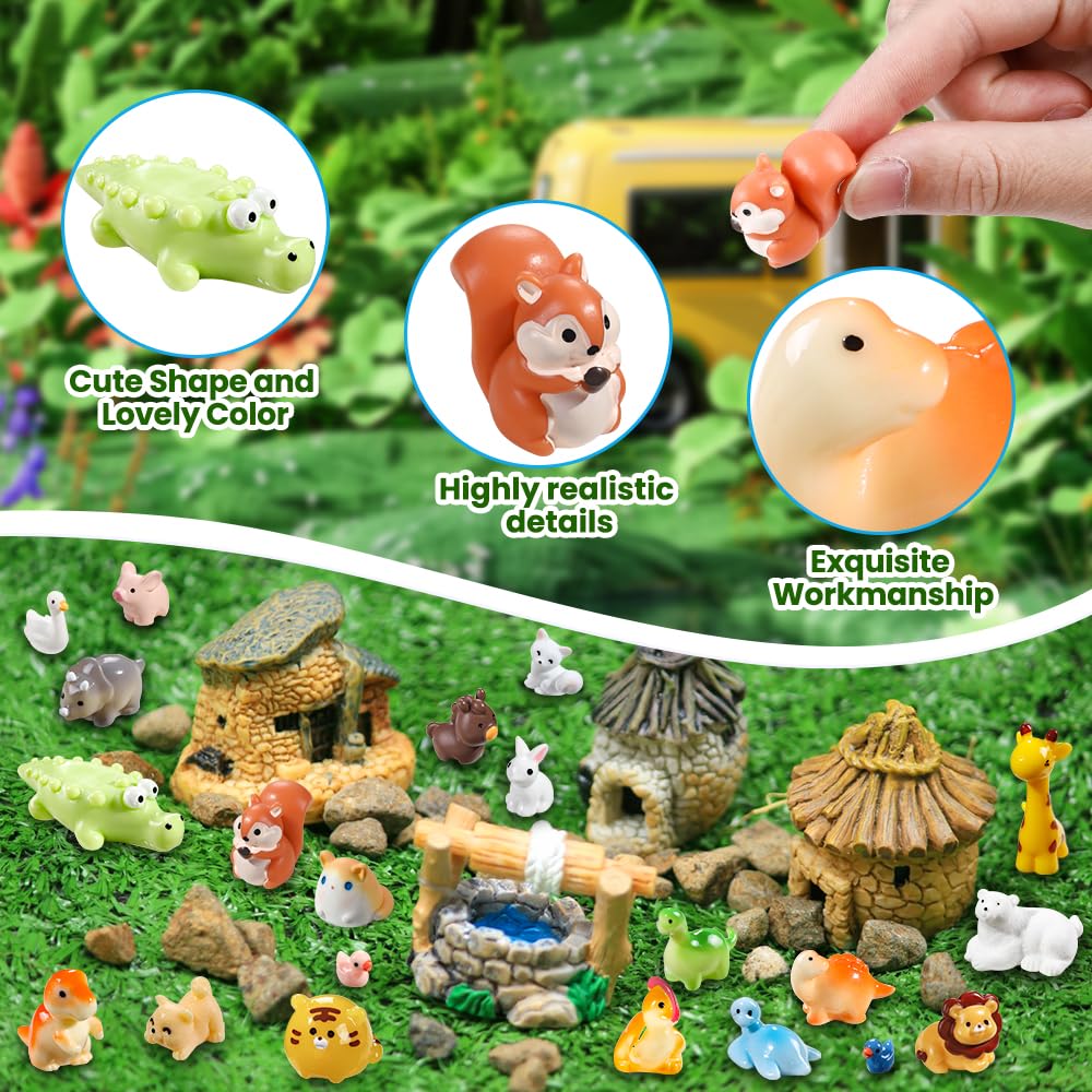 40 buc Animale Mini Rășină 40 Stiluri Animale Mici Rășină Figurine Animale Mici Mici en Gros pentru Grădină Micro Zâne Accesorii Peisaj