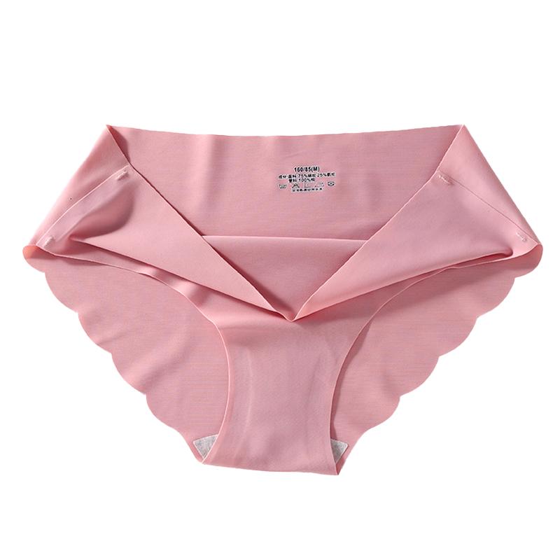 

1Pc Solid Color Seamless Panties Sexy Women s Soft Invisible Briefs Nylon Underwear L рожевий