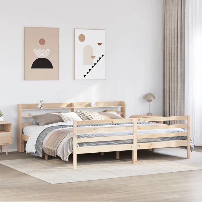 VidaXL Bed Frames with Headboard 180x200 Cm Solid Pine Wood, Bed, Bedroom Furniture, Wooden Bed, Bed 3306651