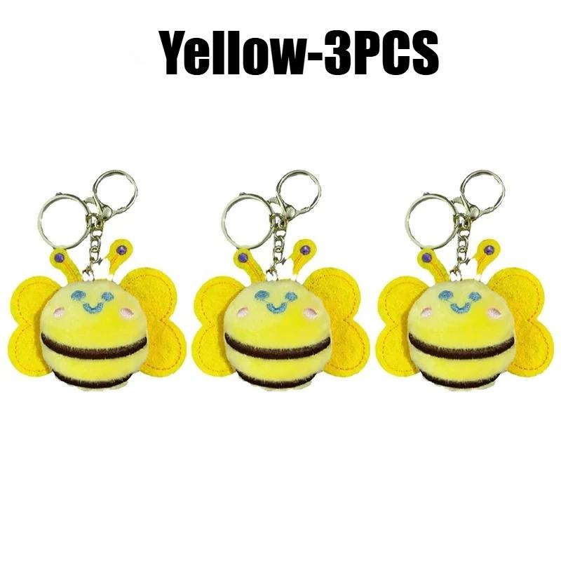 Cute Cartoon Plush Bee Keychain Adorable Keyring Doll Pendant for Bags Clothes Accessories Brooch Decor DIY Craft Supplies
