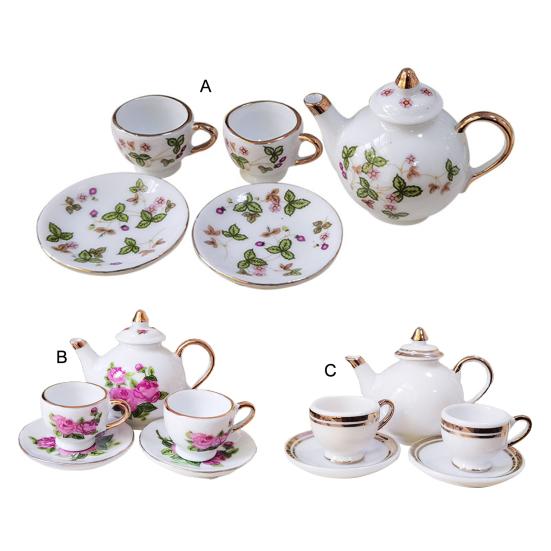 1 Set Dollhouse Tea Set Realistic Decoration 1/6 Scale Mini Ceramic Tea Set Accessories for Kitchen Scene