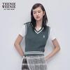 Teenie Weenie Women's Textured Stripe Color Block V-Neck Knitted Vest