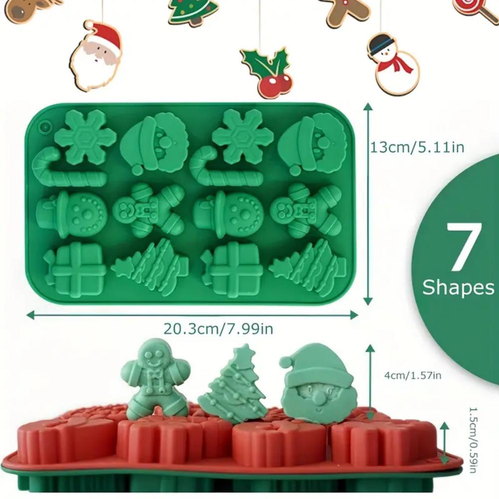 Christmas Silicone Chocolate Molds, Candy Baking Molds, 3D Snowflake Candy Canes, Snowmen, Christmas Trees, Gingerbread Men, San
