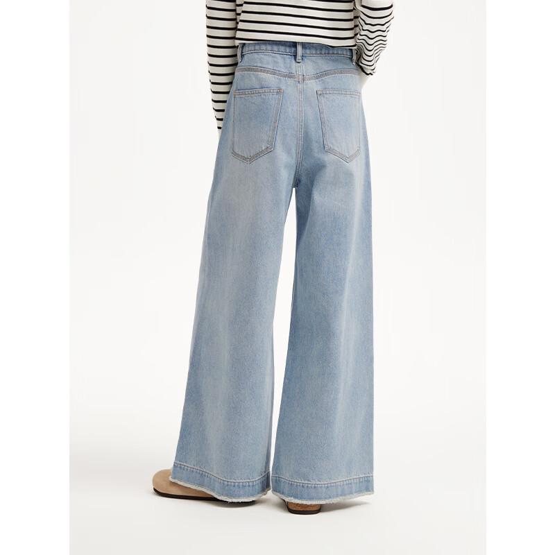 Hotwind Women's Light Wash Cropped Wide-Leg Jeans