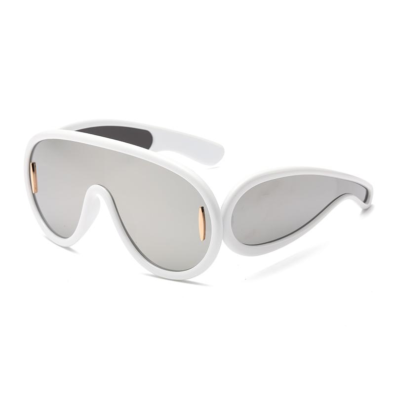 New Fashion One-Piece Large Frame Sunglasses Cyberpunk Style for Women Men Outdoor Travel UV Protection