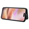 For iPhone 16 Plus Case PU Leather Carbon Fiber Texture Phone Cover with Card Holder