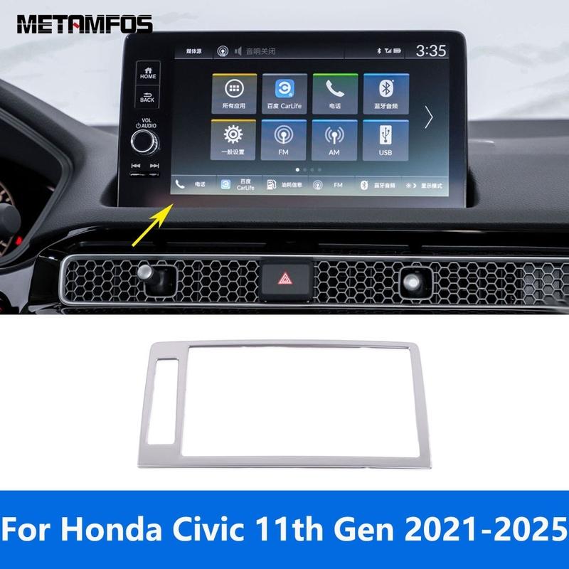 For Honda Civic 11th Gen    2024 2025 Stainless Steel Navigation Frame Cover Trim Sticker Accessories Car Styling