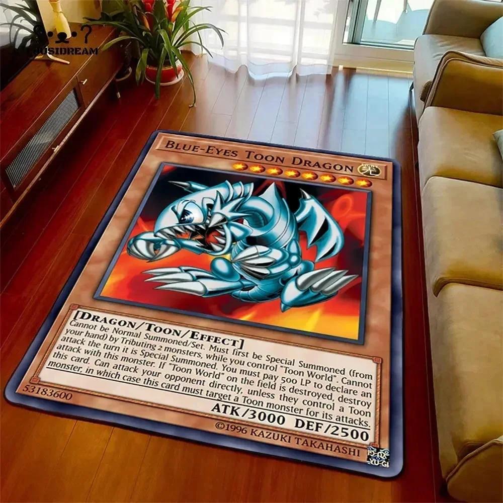 Yu-Gi-Oh Blauer Weißer Drache Anime Rutschfester Teppich Cartoon Bodenmatte für Wohnzimmer Schlafzimmer Dekorativer Bereichsteppich Perfektes Geschenk