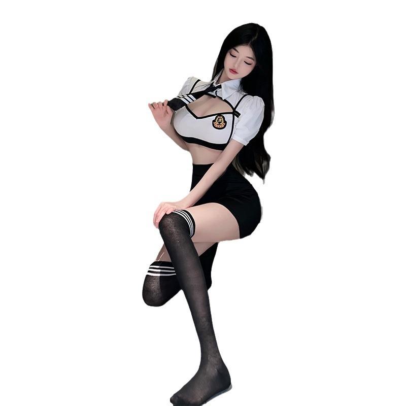 Sex Lingerie Sexy Stewardess Cosplay Uniform Hollow Pure Desire Cos Suit Hot Hip Wrap Split