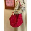 Korean Floral Polka Dot Red Envelope Canvas Bag 2025 New Large-capacity Portable Tote Bag Lazy Wind Shoulder Bag