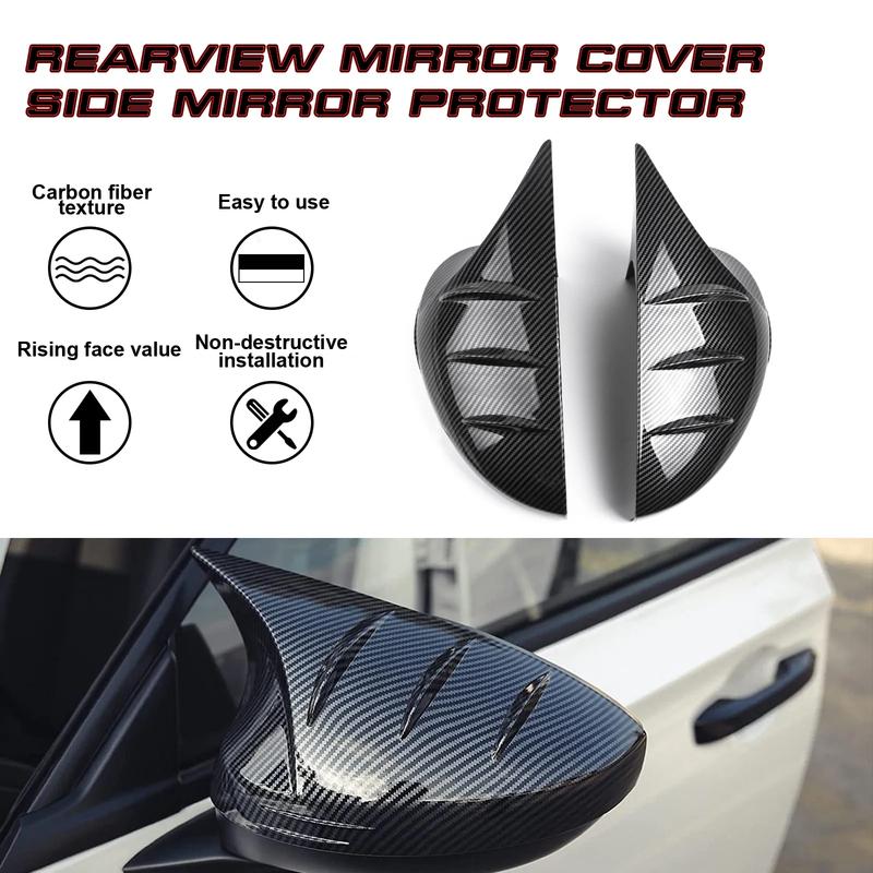 2pcs Carbon Fiber Pattern Rearview Side Mirror Cover Cap Cover Protector Molding Trims Decoration For Honda Civic 11th Gen 2022