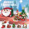 DIY 6in1 Christmas Elk Deer Photo Frame Santa Claus Architecture Store Street View Xmas Tree Snow House Building Block Kit Toy