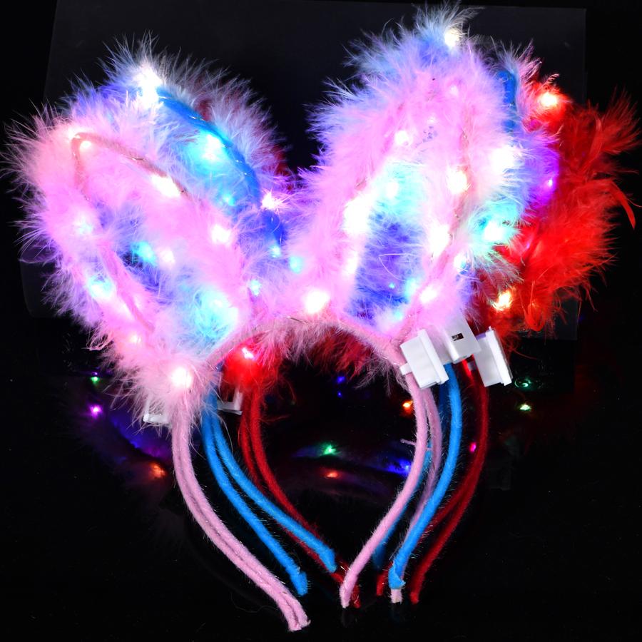 10/20/30pz Ragazza Donna LED Luminoso Gatto Orecchie di Coniglio Fascia Luminosa Flash Fascia Luminosa al Buio Fornitura per Festa di Compleanno Matrimonio