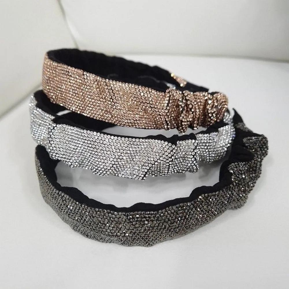 Cubic Pleated Hairband 3-Color Hair Accessory Shirred Velvet Headband Silver