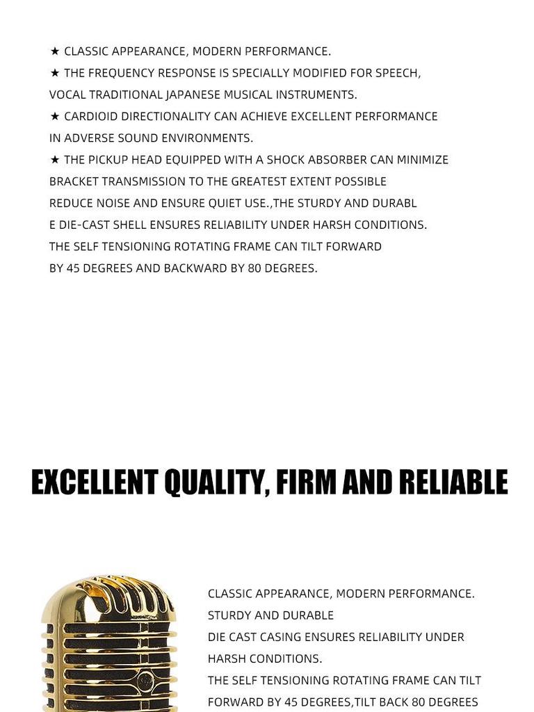 Classic Retro Dynamic Wired Microphone for Stage Performance and KTV