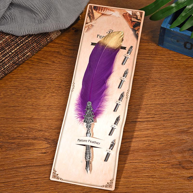 Creative Feather Dip & Fountain Pen Set - Stainless Steel Business & Birthday Gift