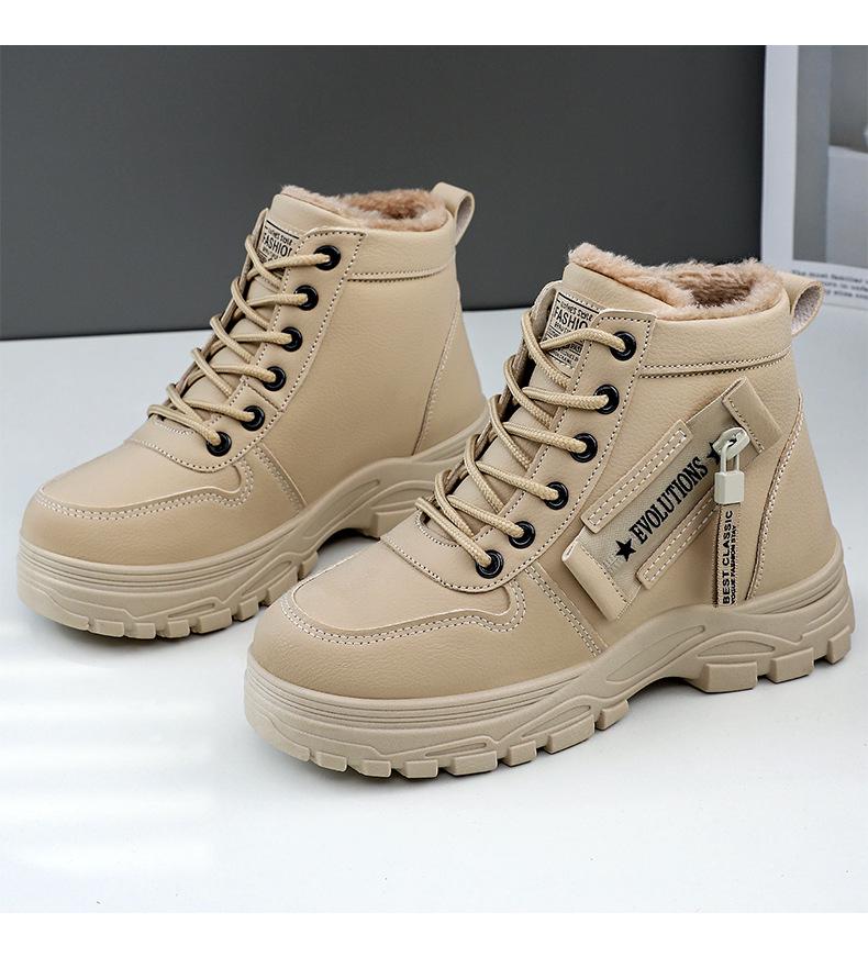 Women's Korean Style Lace-Up Mid-Calf Thick-Soled Winter Boots